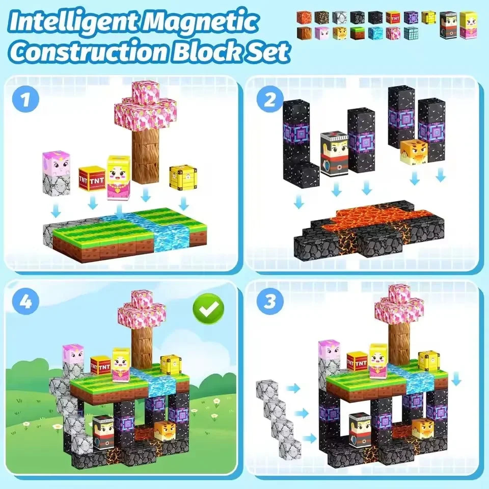 Magnetic Blocks Toy Build Mine Magnet World Set