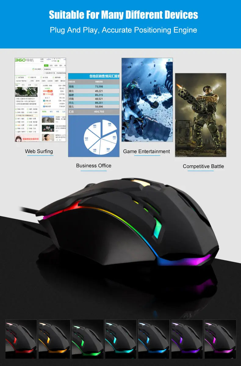 1 PC ITLY M01 Sports LED Luminous Backlit USB Wired Gaming Mouse