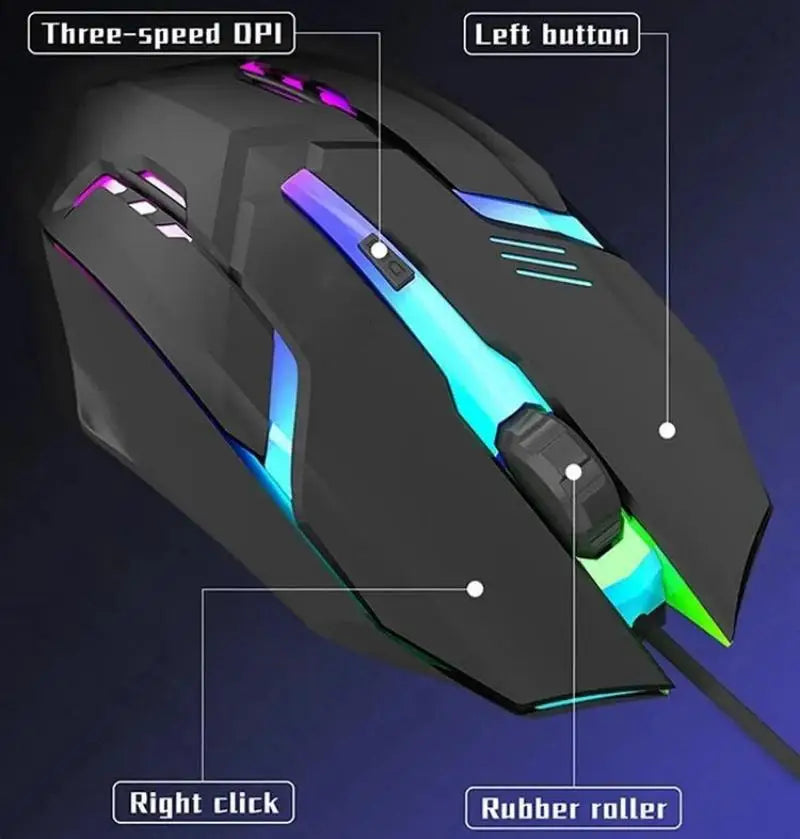 1 PC ITLY M01 Sports LED Luminous Backlit USB Wired Gaming Mouse