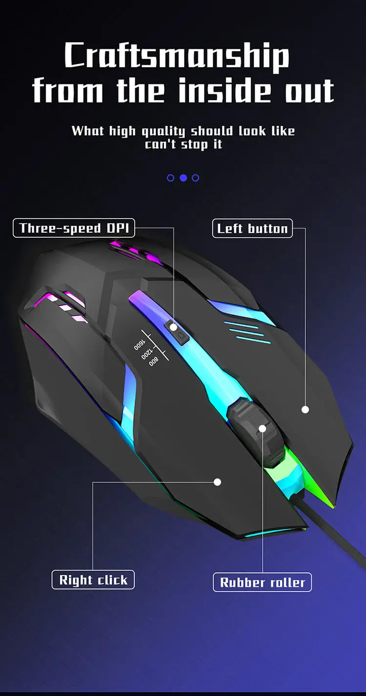 1 PC ITLY M01 Sports LED Luminous Backlit USB Wired Gaming Mouse